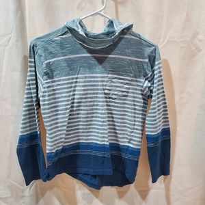 Boy's Distortion Lightweight Long Sleeve Striped Blue Hoodie Pullover